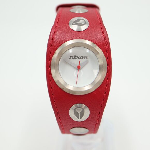 Nixon Sometimes Naughty Watch Women 30mm Red Dial Leather Band with New Battery - Picture 5 of 15
